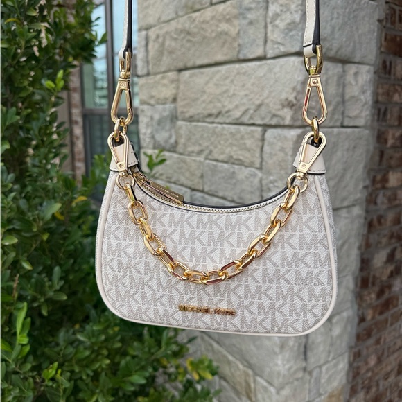 MICHAEL Michael Kors Handbags - ✨NEW MICHAEL MICHAEL KORS Beige Monogram Mini Cora Crossbody Bag ✨